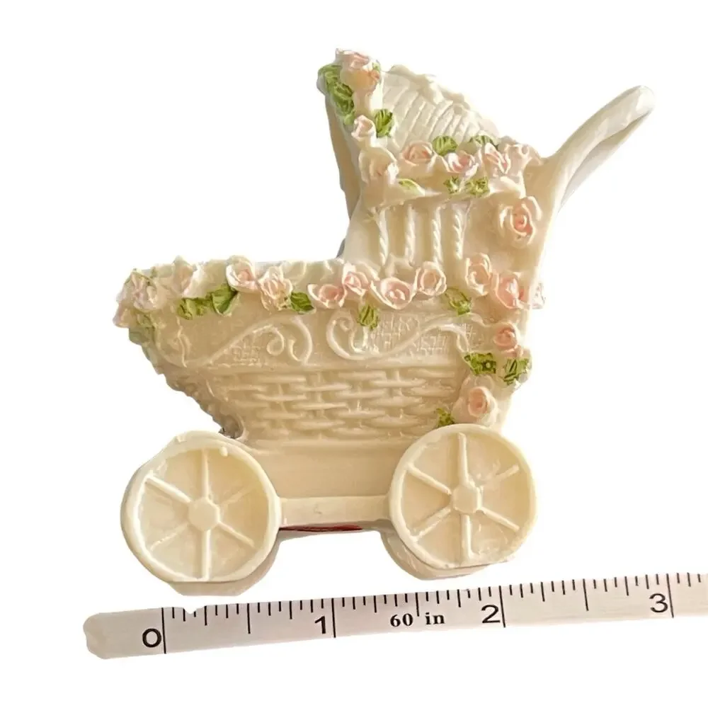 Baby Shower Cake Topper/ Centerpiece/ Porcelain Baby Carriage Display, Set of 12